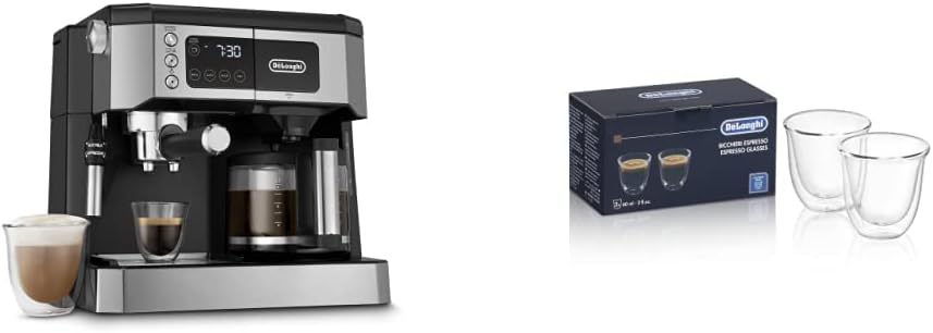 De’Longhi All-in-One Combination Coffee Maker & Espresso Machine + Advanced Adjustable Milk Frother & DeLonghi Double Walled Thermo Espresso Glasses- Set of 2 De'Longhi All-in-One Combination Coffee Maker & Espresso Machine + Advanced Adjustable Milk Frother & DeLonghi Double Walled Thermo Espresso Glasses- Set of 2
