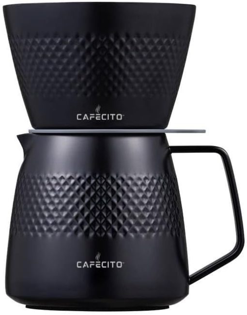 Cafecito Pour Over Coffee Maker Dripper and Server Set | Stainless Steel Pour Over Brewing Set 12oz 1-2 Cups - Image 2