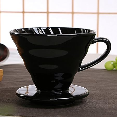 Ceramic Coffee Dripper Pour Over Cone Coffee Maker (black- 01) 2 Ceramic Coffee Dripper Pour Over Cone Coffee Maker (black- 01) - Image 2