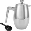 304 Grade Stainless Steel Insulated Coffee Press with Spoon- French Press Coffee Maker