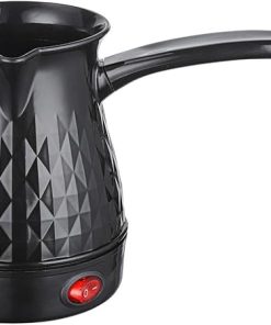 Electric Turkish Coffee Pot Water Kettle with Handle 500ml Lightweight Turkish Coffee Maker Coffee Kettle for Home Restaurant- Black