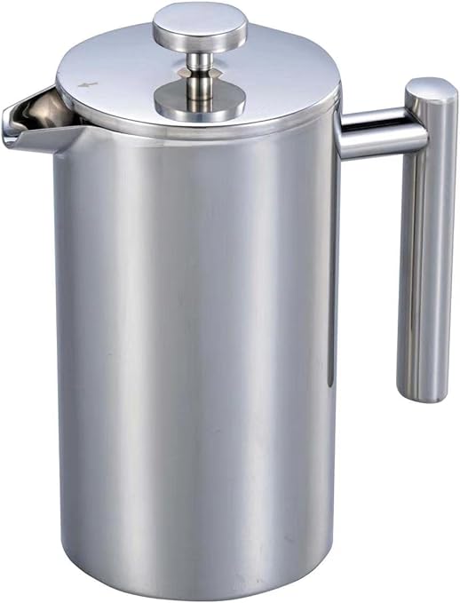 Heim Concept Stainless Steel 34oz Double Wall Coffee Maker- SILVER Heim Concept Stainless Steel 34oz Double Wall Coffee Maker- SILVER