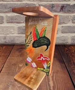 Tapanti store.Chorreador-Costa Rican handcrafted foldable wooden pour-over coffee maker.Includes a reusable cloth filter.Hand painted Hummingbird wooden design.Light Cedar.Perfect for travel