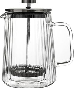 Double-Layer Borosilicate Glass French Press Coffee Maker & Tea Brewer – Heat Resistant- Durable & Stylish