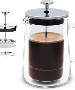 French Press Coffee Maker 20Oz Small Thickened Double Wall Borosilicate Glass BPA Free