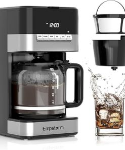 4-12 Cup Programmable Drip Coffee Maker – 1000W Fast Brew Coffee Machine with Glass Carafe- 4-Hour Auto Shut Off & Keep Warm 2
