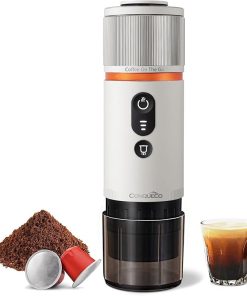 CONQUECO Portable Espresso Coffee Machine: 12V Electric Small Travel Expresso Maker – Self Heating 8 Cups Battery Powered Compatible for Nespresso Capsule 2