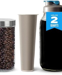 County Line Kitchen 2 Qt Cold Brew Mason Jar Coffee Maker & 54 oz Glass Storage Jar with Screw-On Stainless Steel Lid 2