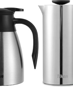 34 Oz (1 L) Stainless Steel Thermal Coffee Carafe and French Press Coffee Maker- Silver 34 Oz (1 L) Stainless Steel Thermal Coffee Carafe and French Press Coffee Maker- Silver