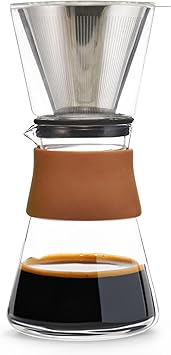 GROSCHE Amsterdam Glass Pour Over Coffee Maker – Single Cup Manual Dripper Brewer w/Removable Glass Top & Permanent Stainless Steel Filter – 27.6 fl oz – Ideal for Home- Camping 2 GROSCHE Amsterdam Glass Pour Over Coffee Maker - Single Cup Manual Dripper Brewer w/Removable Glass Top & Permanent Stainless Steel Filter - 27.6 fl oz - Ideal for Home- Camping - Image 2