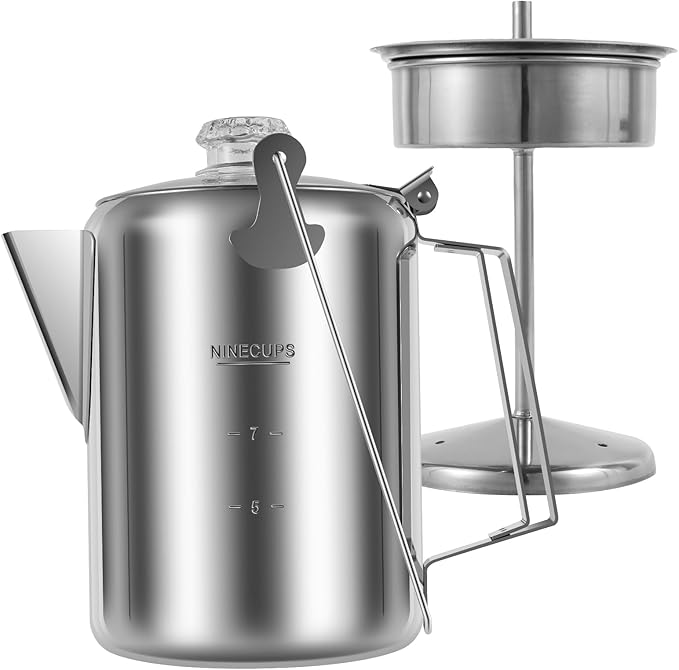 Percolator Coffee Pot- Stainless Steel Camping Coffee Pot 2 Percolator Coffee Pot- Stainless Steel Camping Coffee Pot - Image 2