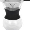 Reusable Glass Coffee Pot with Stainless Steel Filter- Manual Drip Coffee Maker Set