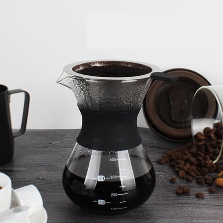 Pour Over Coffee Maker-Manual Hand Drip Coffee Maker Glass Pot With Stainless Steel Filter For Home Pour Over Coffee Maker-Manual Hand Drip Coffee Maker Glass Pot With Stainless Steel Filter For Home