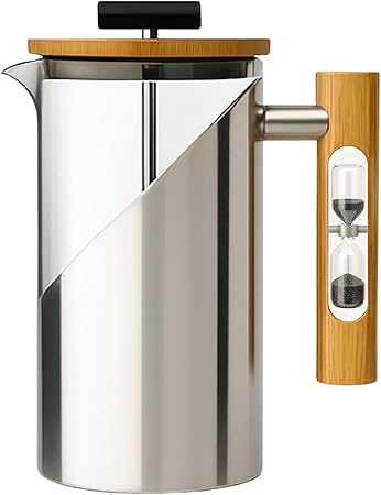 StramperPress| French Press coffee maker | HourGlass Timer| Coffee Press| (Silver- Stainless Steel) 2 StramperPress| French Press coffee maker | HourGlass Timer| Coffee Press| (Silver- Stainless Steel) - Image 2