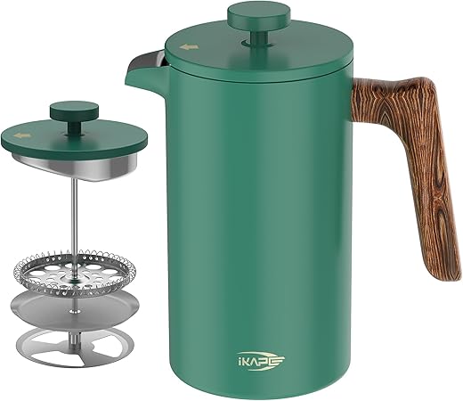 IKAPE French Press Coffee Maker- 34 OZ 304 Stainless Steel Espresso Coffee & Tea Maker with 4 Level Filtration System(Green) 2 IKAPE French Press Coffee Maker- 34 OZ 304 Stainless Steel Espresso Coffee & Tea Maker with 4 Level Filtration System(Green) - Image 2