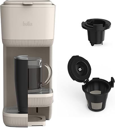 BELLA VersaBrew 2-in1 Coffee Maker, K-Cup compatible, Brew 3 Sizes Carafes & Single Serve Cups, Dishwasher Safe Reusable Filter & Filter Holder, Iced Coffee Function, 60oz Tank, Oatmilk - Thumbnail 4