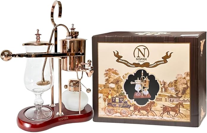 Nispira Belgium Royal Family Balance Syphon Unique Gravity Vintage Coffee Maker Vacuum Brewing System Copper 500 ml Nispira Belgium Royal Family Balance Syphon Unique Gravity Vintage Coffee Maker Vacuum Brewing System Copper 500 ml