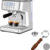 CASABREWS Espresso Machine with LCD Display and 58mm Bottomless Portafilter- Professional Latte Coffee Machine with Adjustable Extraction Temperature
