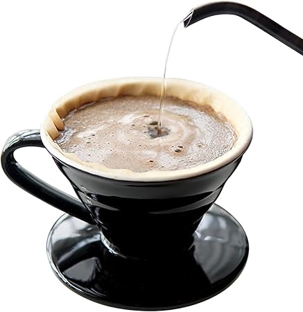Pour Over Coffee Makers Ceramic Coffee Dripper (Size02 Black) 2 Pour Over Coffee Makers Ceramic Coffee Dripper (Size02 Black) - Image 2