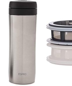 ESPRO P1 French Press – Double Walled Stainless Steel Vacuum Insulated Coffee and Tea Maker + Tea Micro-Filter- 12 Ounce