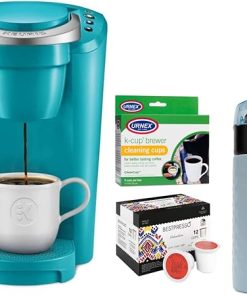 Keurig K-Compact Single-Serve K-Cup Pod Coffee Maker (Turquoise) Bundle with K-Cup Brewer Cleaning Pack (5)- 12-Ounce Stainless Steel Tumbler Keurig K-Compact Single-Serve K-Cup Pod Coffee Maker (Turquoise) Bundle with K-Cup Brewer Cleaning Pack (5)- 12-Ounce Stainless Steel Tumbler