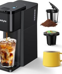 Mini Hot and Iced Coffee Maker Single Serve- for K Cup and Ground