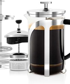 OVENTE French Press Coffee Maker- 27oz Heat Resistant Borosilicate Glass OVENTE French Press Coffee Maker- 27oz Heat Resistant Borosilicate Glass