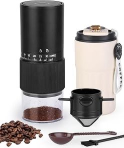 Portable Coffee Maker with Coffe Cup Combo-Fresh Grind Electric Coffee Grinder for Beans 2