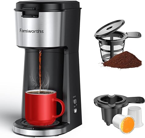 Famiworths Single Serve Coffee Maker for K Cup & Ground Coffee- With Bold Brew Famiworths Single Serve Coffee Maker for K Cup & Ground Coffee- With Bold Brew