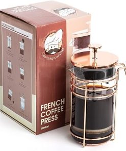 French Press and Tea Maker – 1000ml Coffee Maker Press – Premium Coffee Press with Rose Gold Finish – Thick Glass and Stainless Steel Coffee Brewer – French Press Coffee Maker for Tea- Latte 2