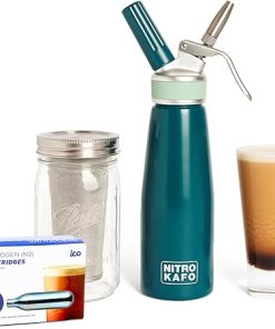 10pcs Nitrogen Cartridges N2 2g Non-Threaded Chargers and NITRO KAFO Nitro Coffee Maker & Cold Brew Maker- 1 Quart/1L 2