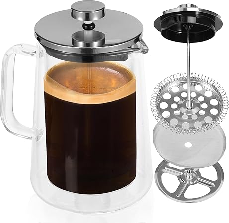 350/650/1000ml Double Wall Glass French Press Coffee Maker Multifunctional French Press Tea Maker Clear Coffee Press Large Capacity French Press for Camping(transparent color-1 350/650/1000ml Double Wall Glass French Press Coffee Maker Multifunctional French Press Tea Maker Clear Coffee Press Large Capacity French Press for Camping(transparent color-1