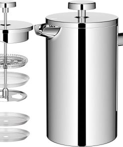 Miuly French Press Coffee Maker 1500ml/50oz large insulated cafetiere Double-Wall Insulated Stainless Steel 3 Level Filtration System French Press for Home- Camping and Office 2