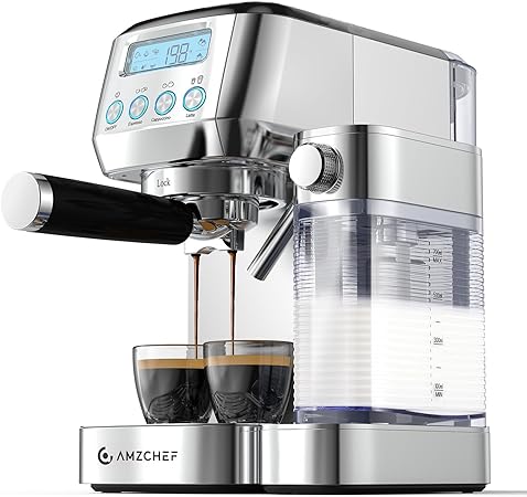 AMZCHEF Espresso Machine with LCD Display- 20 Bar Cappuccino Machines with Automatic Milk Frother for Home Gifts AMZCHEF Espresso Machine with LCD Display- 20 Bar Cappuccino Machines with Automatic Milk Frother for Home Gifts