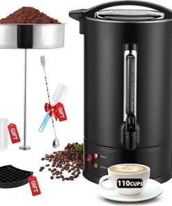 110 Cup Commercial Coffee Urn with Percolator- 1500W Upgraded Power
