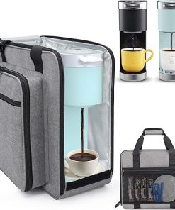 Portable Carrying Coffee Maker Travel Bag Match for Keurig K-Mini or K-Mini Plus- Single Serve Coffee Machine Travel Bag with Padded Shoulder Straps Includes Multiple Storage Bags 2