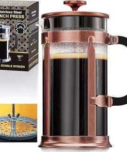 EzDtach French Press Coffee Maker with 2 Extra Screens- 34oz 2