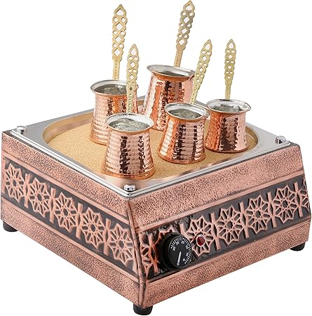 Tulip Home-Traditional Copper Turkish Heating Trend Coffee Maker Square Flower Design Machine 110~230 Volt With Pot Set (5 Sizes) Tulip Home-Traditional Copper Turkish Heating Trend Coffee Maker Square Flower Design Machine 110~230 Volt With Pot Set (5 Sizes)